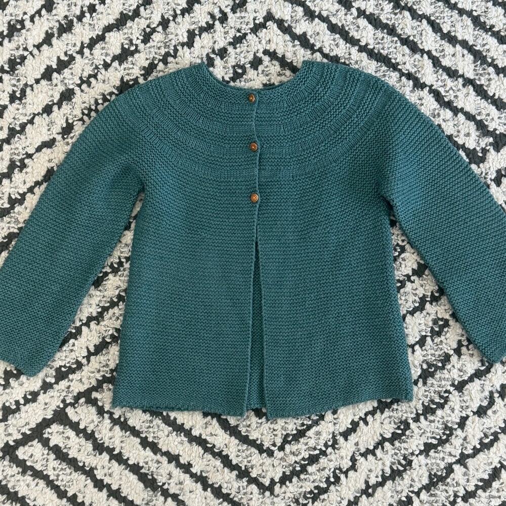Zara Toddler Girls Green Knit Cardigan Sweater 4-5y